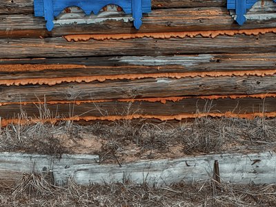 Все дома в Дальне-Песочной деревянные, многим жилищам по 50-70 лет, а то и больше. Интересная находка: у наружных стен старых изб можно встретить земляную насыпь (на фото – в нижней части кадра)