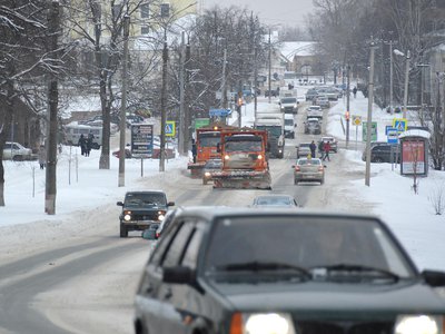 Расчистка дорог от снега (Выкса, 2021 г.)