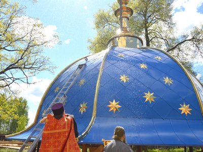 Освящён купол для храма в Решном (Выкса, 2018 г.)