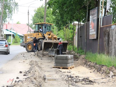 Строительство тротуара на улице Ак. Королёва в г. Выкса