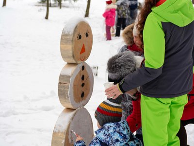 В парке культуры и отдыха в деревянном городке 3 января стартовала семейная арт-прогулка «Аллея снеговиков» (Выкса, 2021 г.)