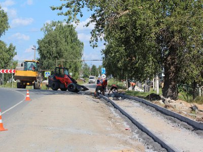 Начался ремонт тротуара в Мотмосе на улице Советская