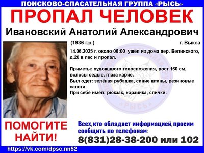В Выксе пропал пенсионер