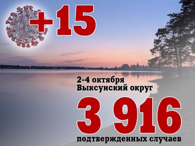 За три дня в Выксе +15, в Нижегородской области +1 765, за сутки в России +25 781